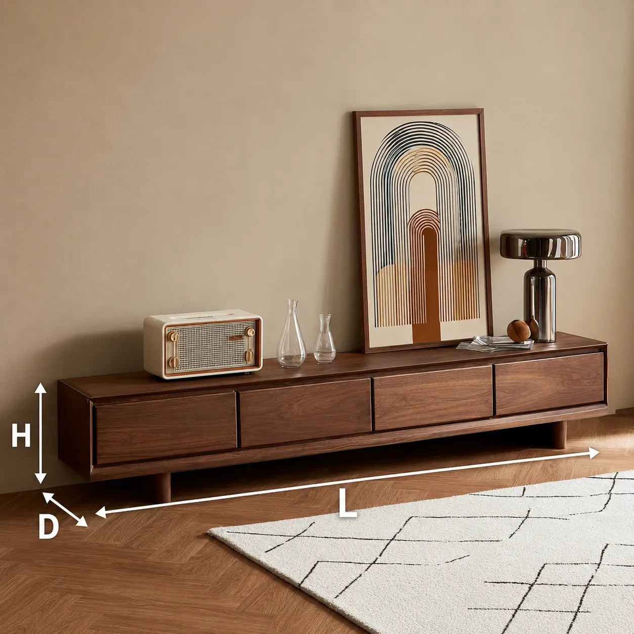 Modern Natural Solid Wood TV Stand with Four Drawer Storage Design - Livewoodcraft - 3