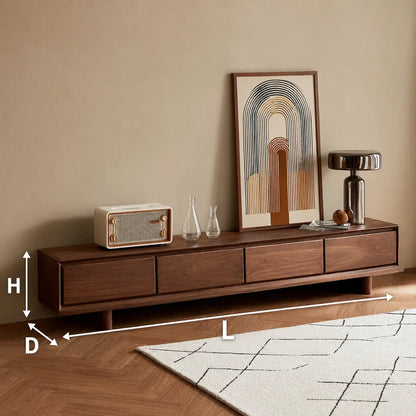 Modern Natural Solid Wood TV Stand with Four Drawer Storage Design - Livewoodcraft - 3