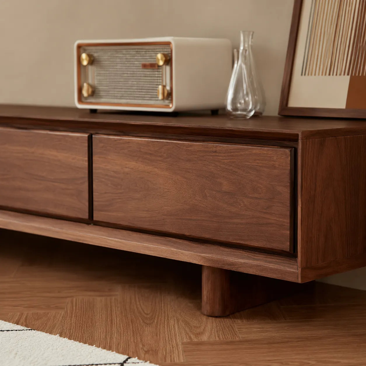 Modern Natural Solid Wood TV Stand with Four Drawer Storage Design - Livewoodcraft - 4