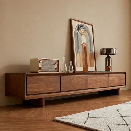 Modern Natural Solid Wood TV Stand with Four Drawer Storage Design - Livewoodcraft - 5