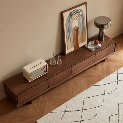 Modern Natural Solid Wood TV Stand with Four Drawer Storage Design - Livewoodcraft - 6