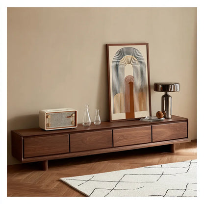 Modern Natural Solid Wood TV Stand with Four Drawer Storage Design - Livewoodcraft - 9