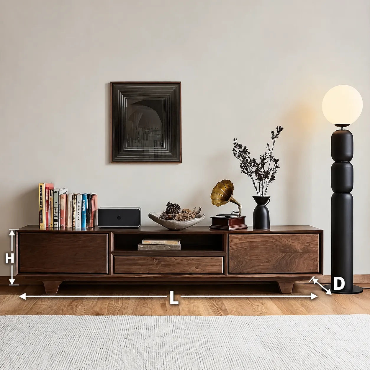 Modern TV Stand with Cabinet Storage and Center Drawer Console - Livewoodcraft - 3