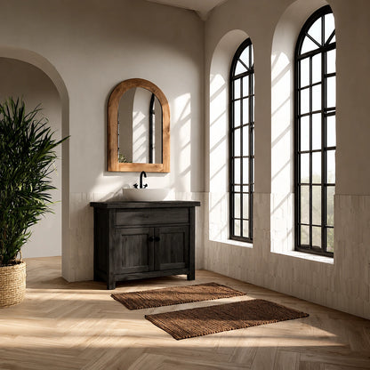 Natural Solid Wood Bathroom Vanity with Drawer and 2 Doors – Rustic Style - Livewoodcraft - 4