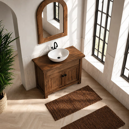 Natural Solid Wood Bathroom Vanity with Drawer and 2 Doors – Rustic Style - Livewoodcraft - 7