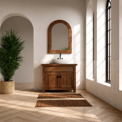Natural Solid Wood Bathroom Vanity with Drawer and 2 Doors – Rustic Style - Livewoodcraft - 8