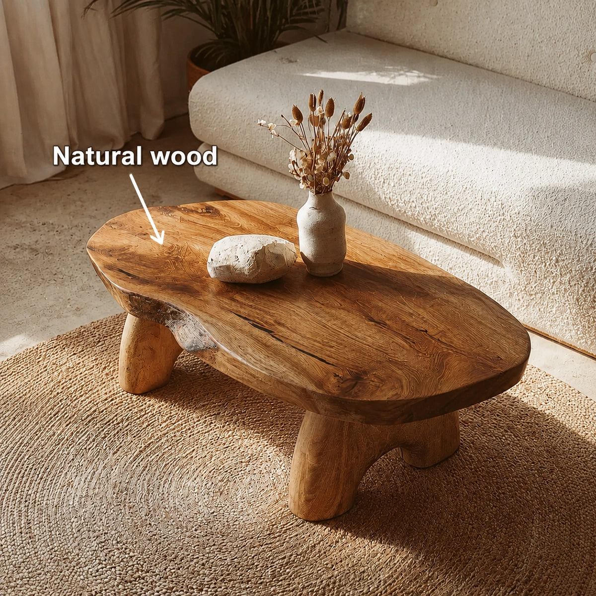 Natural Solid Wood Coffee Table – Live Edge Wabi-Sabi Style - Livewoodcraft - 10