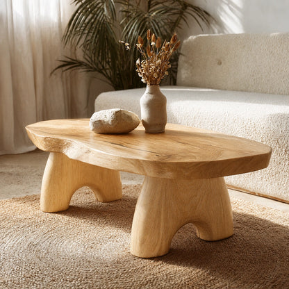 Natural Solid Wood Coffee Table – Live Edge Wabi-Sabi Style - Livewoodcraft - 3