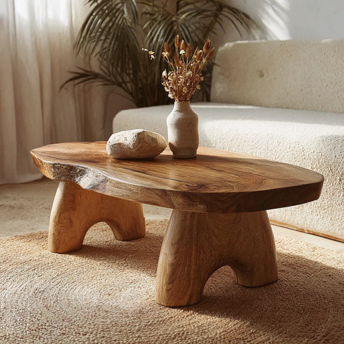 Natural Solid Wood Coffee Table – Live Edge Wabi-Sabi Style - Livewoodcraft - 5