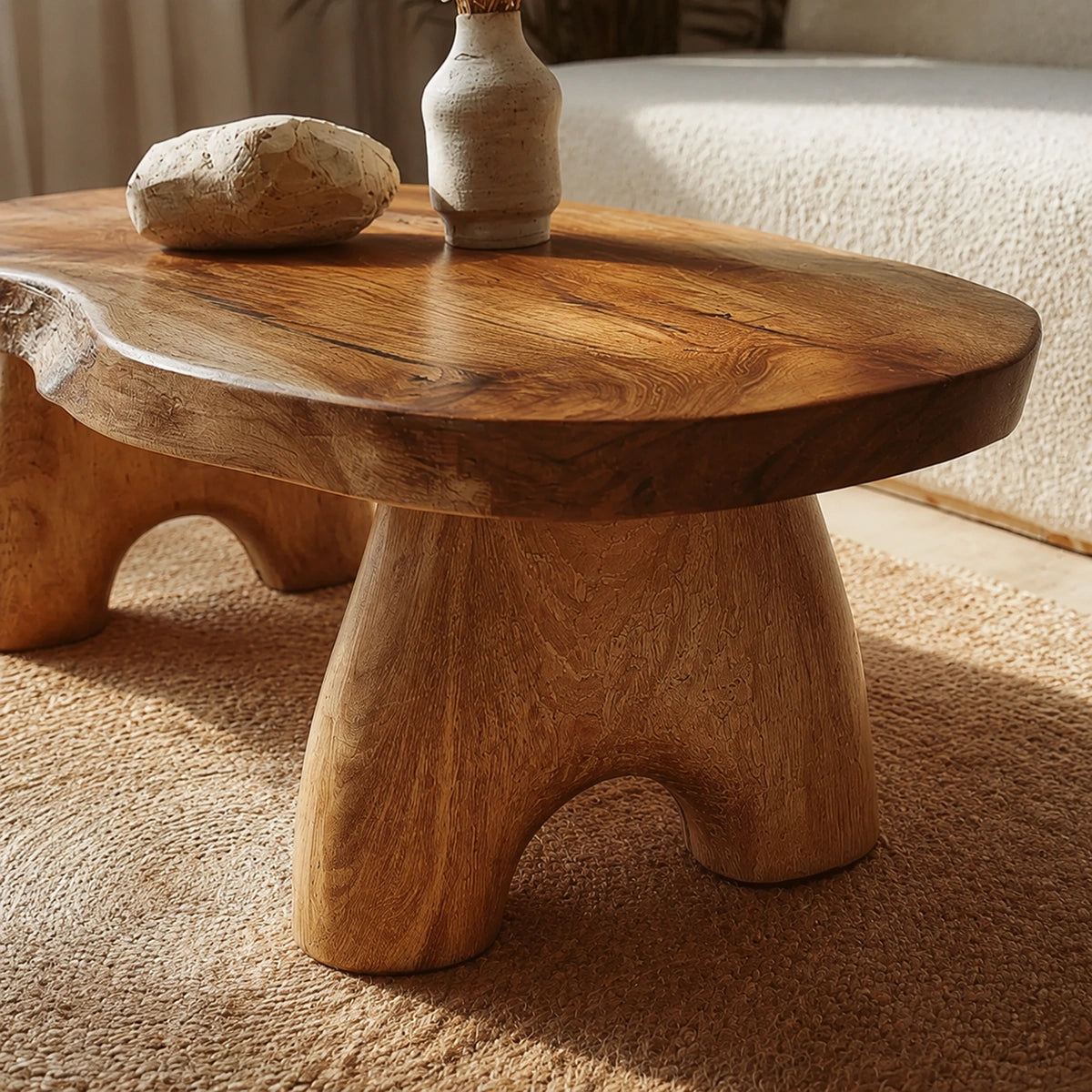 Natural Solid Wood Coffee Table – Live Edge Wabi-Sabi Style - Livewoodcraft - 6