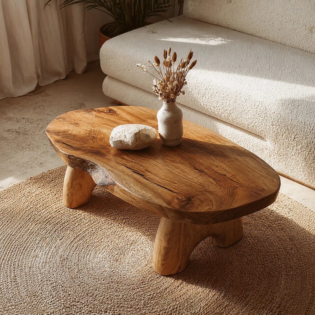 Natural Solid Wood Coffee Table – Live Edge Wabi-Sabi Style - Livewoodcraft - 7
