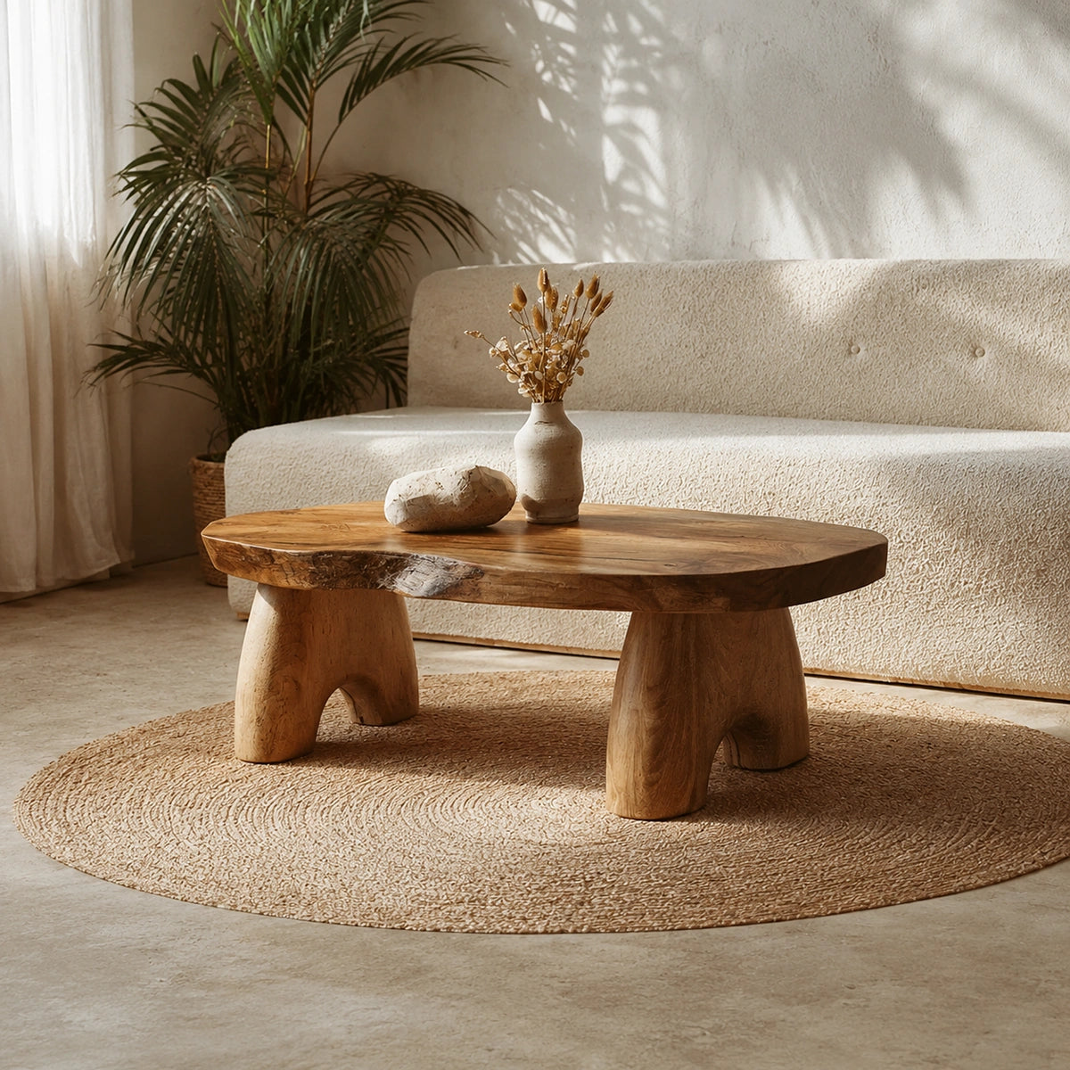Natural Solid Wood Coffee Table – Live Edge Wabi-Sabi Style - Livewoodcraft - 8