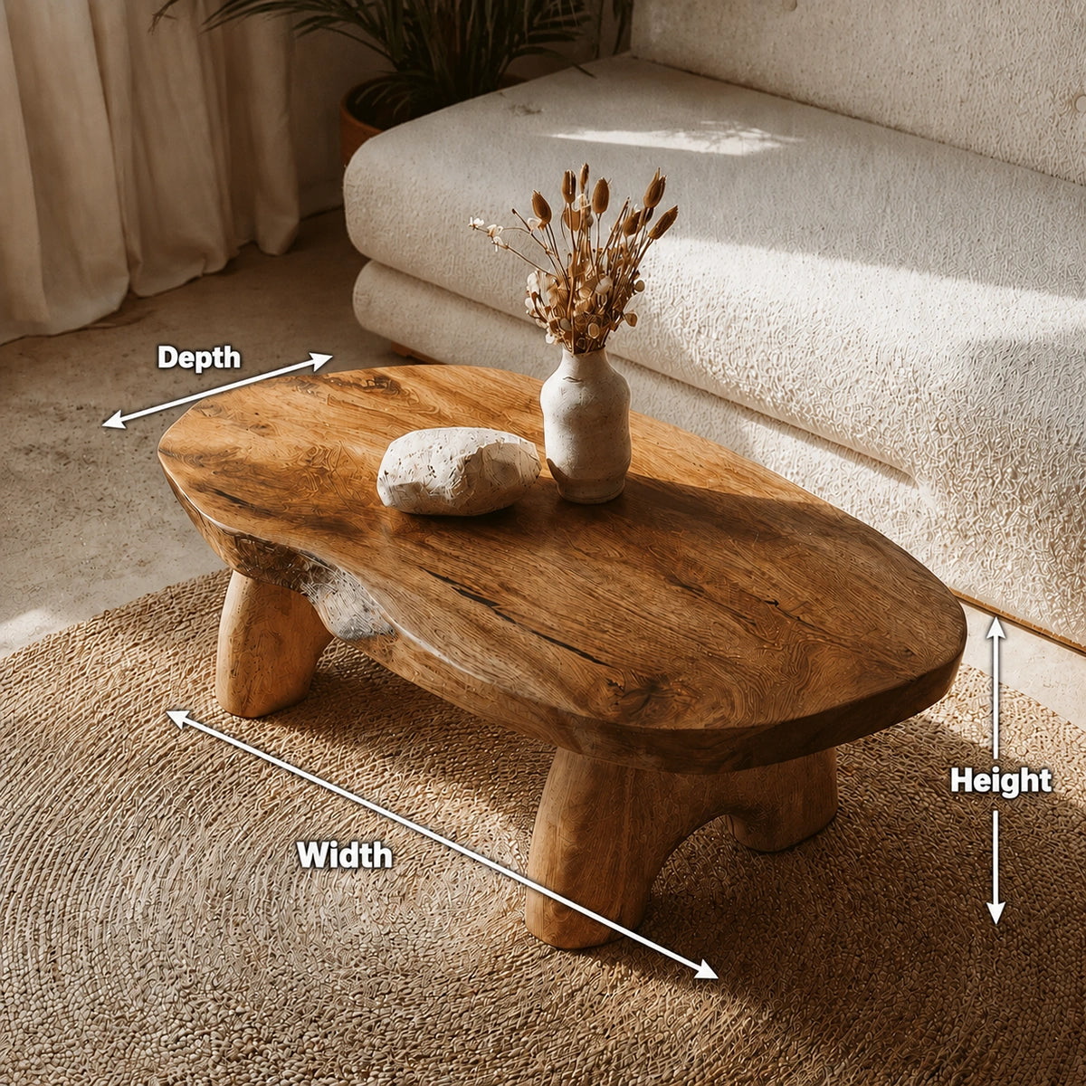 Natural Solid Wood Coffee Table – Live Edge Wabi-Sabi Style - Livewoodcraft - 9