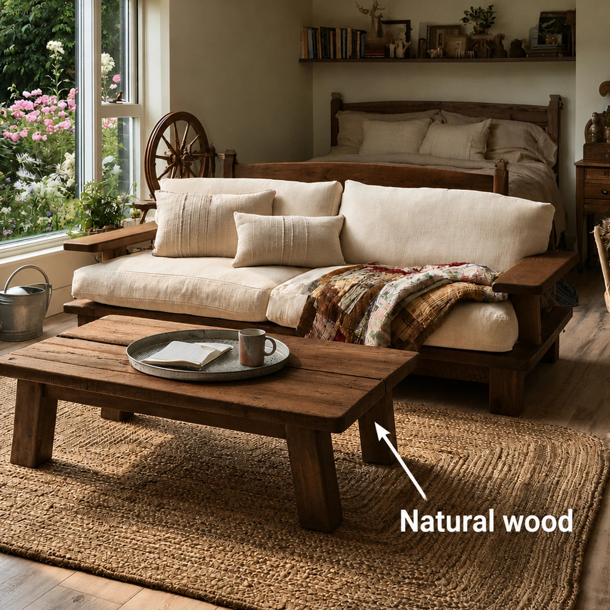 Natural Solid Wood Coffee Table – Rustic Farmhouse Style - Livewoodcraft - 10