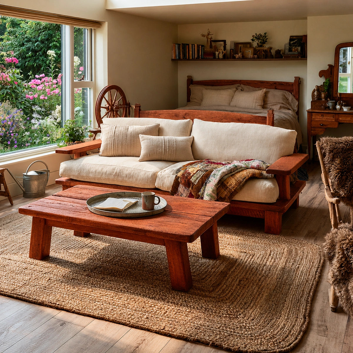 Natural Solid Wood Coffee Table – Rustic Farmhouse Style - Livewoodcraft - 2