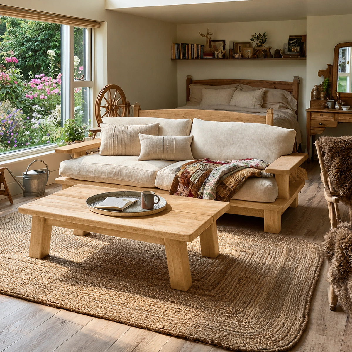 Natural Solid Wood Coffee Table – Rustic Farmhouse Style - Livewoodcraft - 3