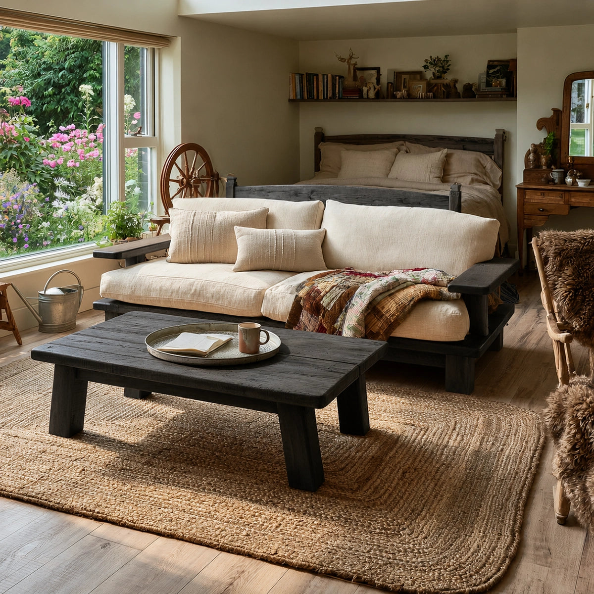 Natural Solid Wood Coffee Table – Rustic Farmhouse Style - Livewoodcraft - 4