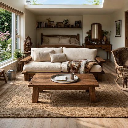 Natural Solid Wood Coffee Table – Rustic Farmhouse Style - Livewoodcraft - 5