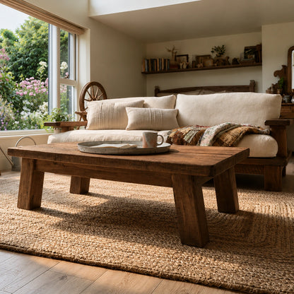 Natural Solid Wood Coffee Table – Rustic Farmhouse Style - Livewoodcraft - 7