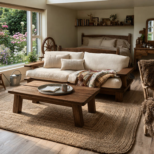 Natural Solid Wood Coffee Table – Rustic Farmhouse Style - Livewoodcraft