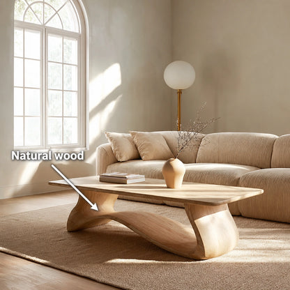 Natural Solid Wood Coffee Table – Sculptural Japandi Style - Livewoodcraft - 10