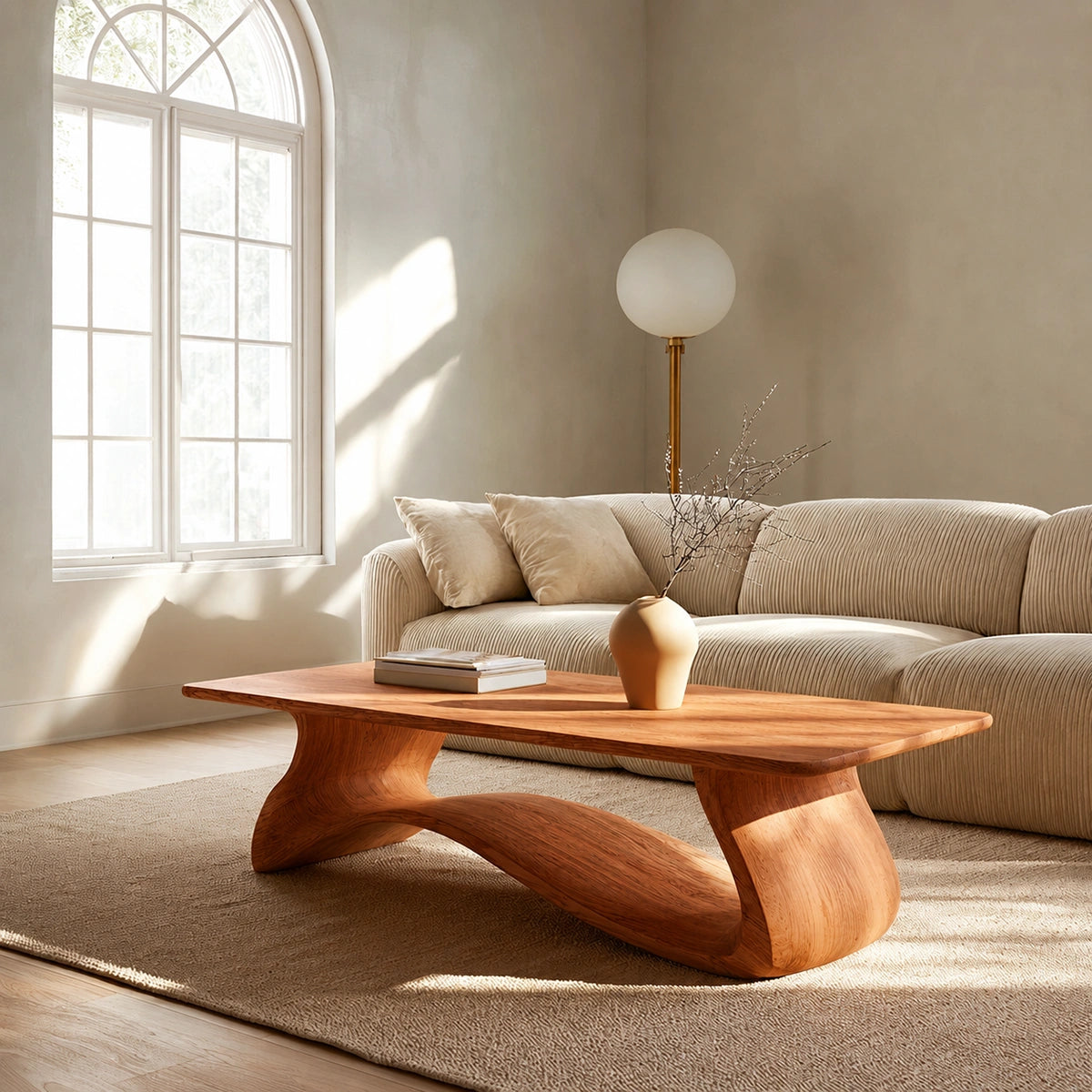 Natural Solid Wood Coffee Table – Sculptural Japandi Style - Livewoodcraft - 3