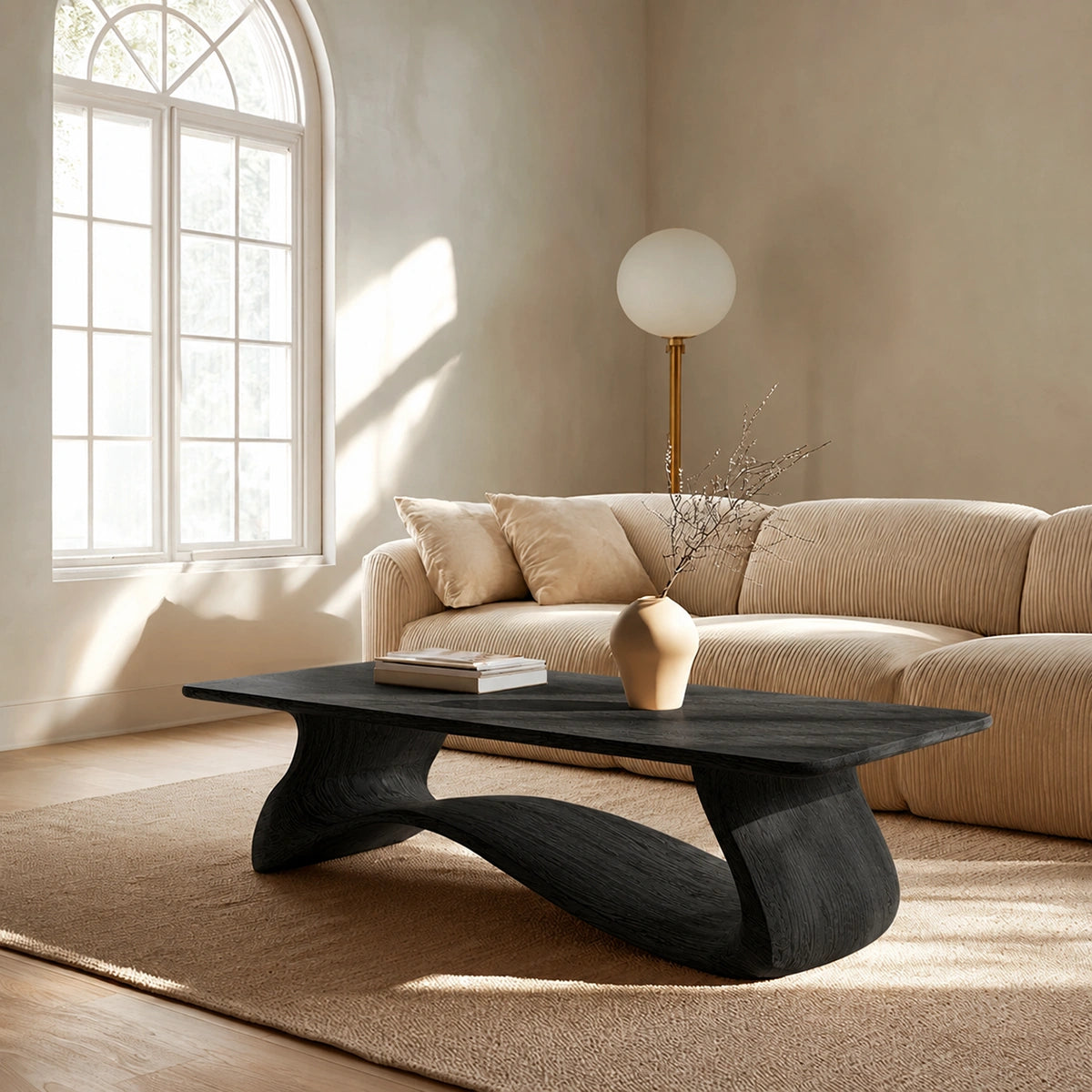 Natural Solid Wood Coffee Table – Sculptural Japandi Style - Livewoodcraft - 4