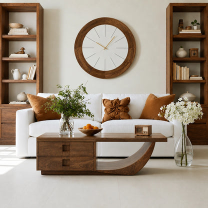 Natural Solid Wood Coffee Table – Sculptural Modern Storage Style - Livewoodcraft - 3