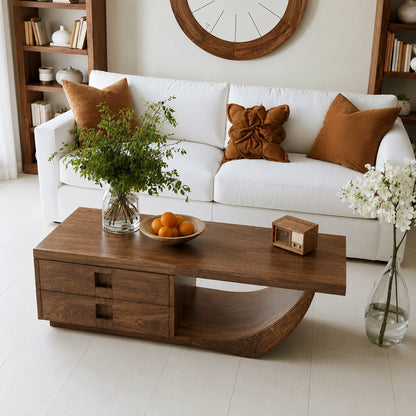 Natural Solid Wood Coffee Table – Sculptural Modern Storage Style - Livewoodcraft - 4