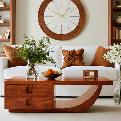 Natural Solid Wood Coffee Table – Sculptural Modern Storage Style - Livewoodcraft - 6