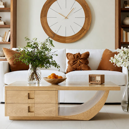 Natural Solid Wood Coffee Table – Sculptural Modern Storage Style - Livewoodcraft - 7