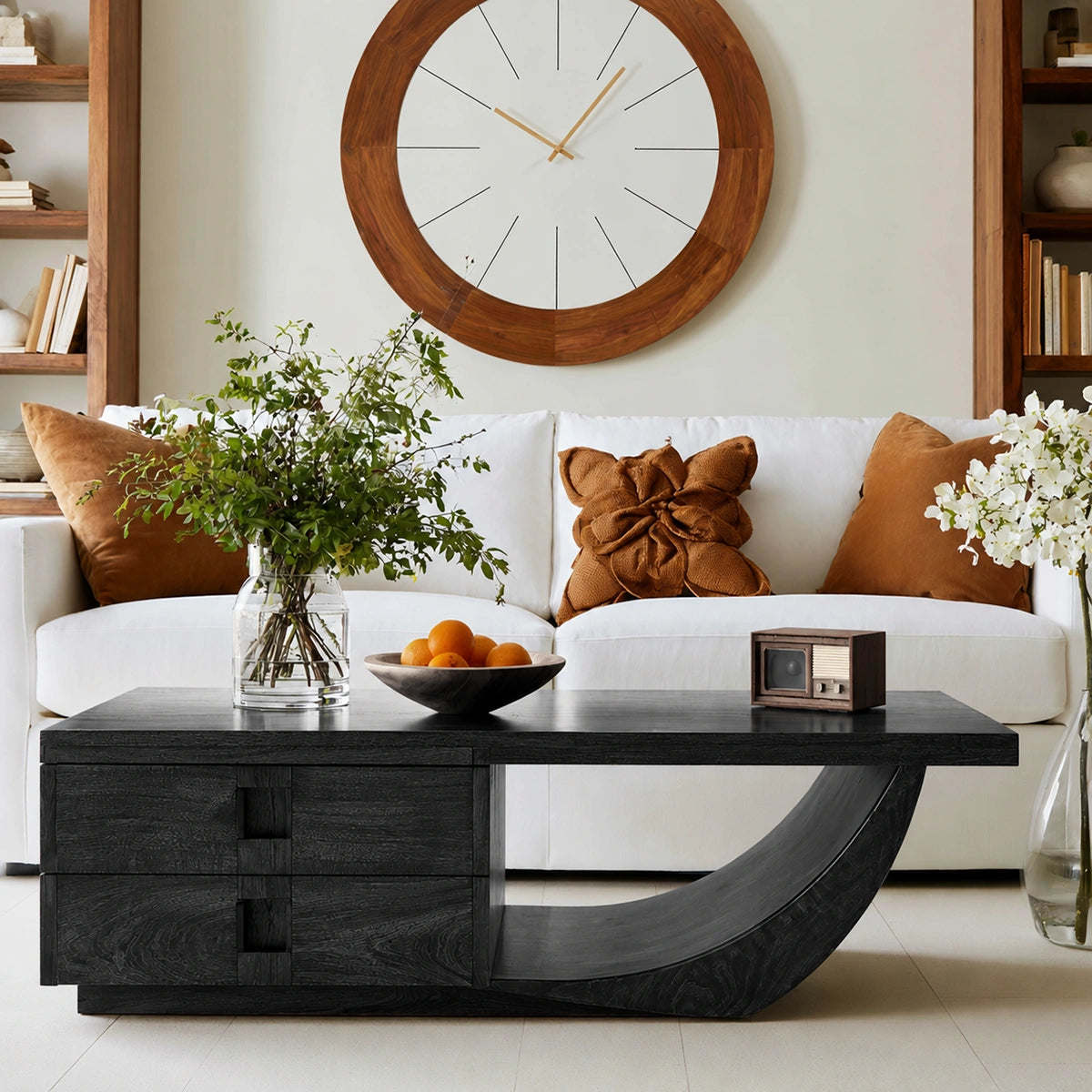Natural Solid Wood Coffee Table – Sculptural Modern Storage Style - Livewoodcraft - 8