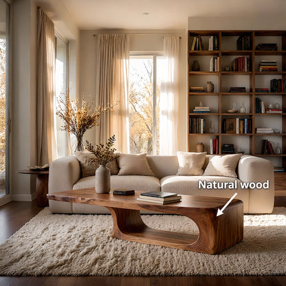 Natural Solid Wood Coffee Table – Sculptural Modern Style - Livewoodcraft - 10