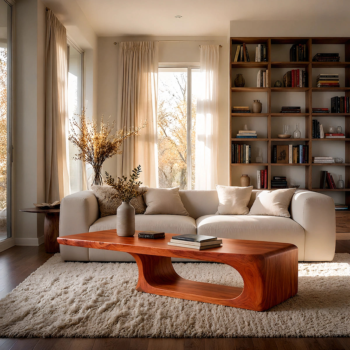 Natural Solid Wood Coffee Table – Sculptural Modern Style - Livewoodcraft - 2