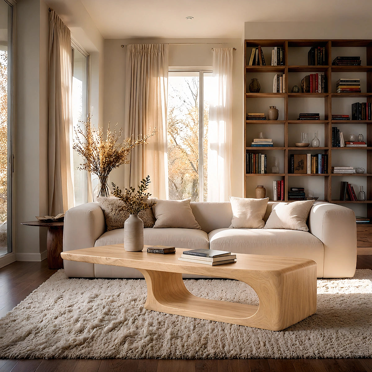 Natural Solid Wood Coffee Table – Sculptural Modern Style - Livewoodcraft - 3