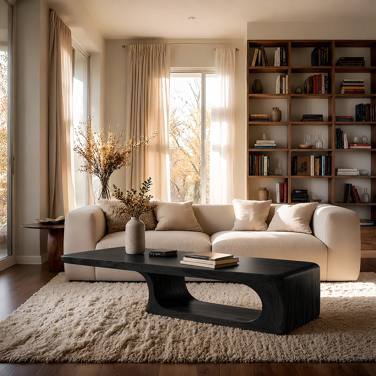 Natural Solid Wood Coffee Table – Sculptural Modern Style - Livewoodcraft - 4