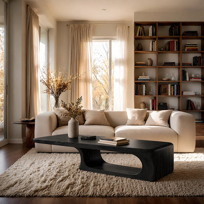 Natural Solid Wood Coffee Table – Sculptural Modern Style - Livewoodcraft - 4