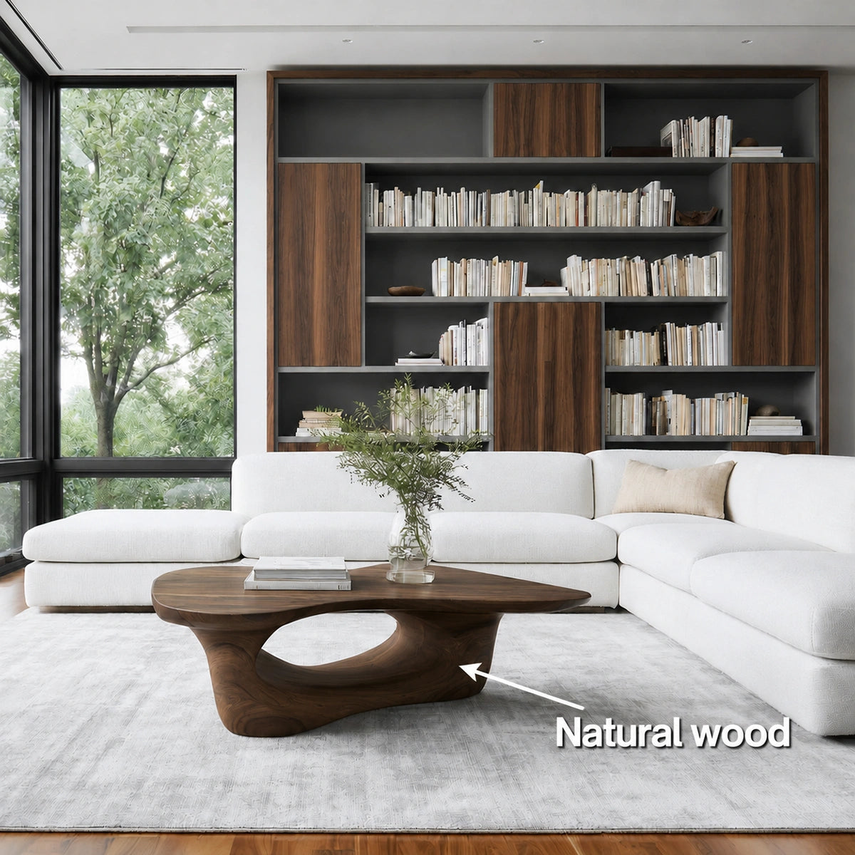 Natural Solid Wood Coffee Table – Sculptural Modern Style - Livewoodcraft - 4800 - 10
