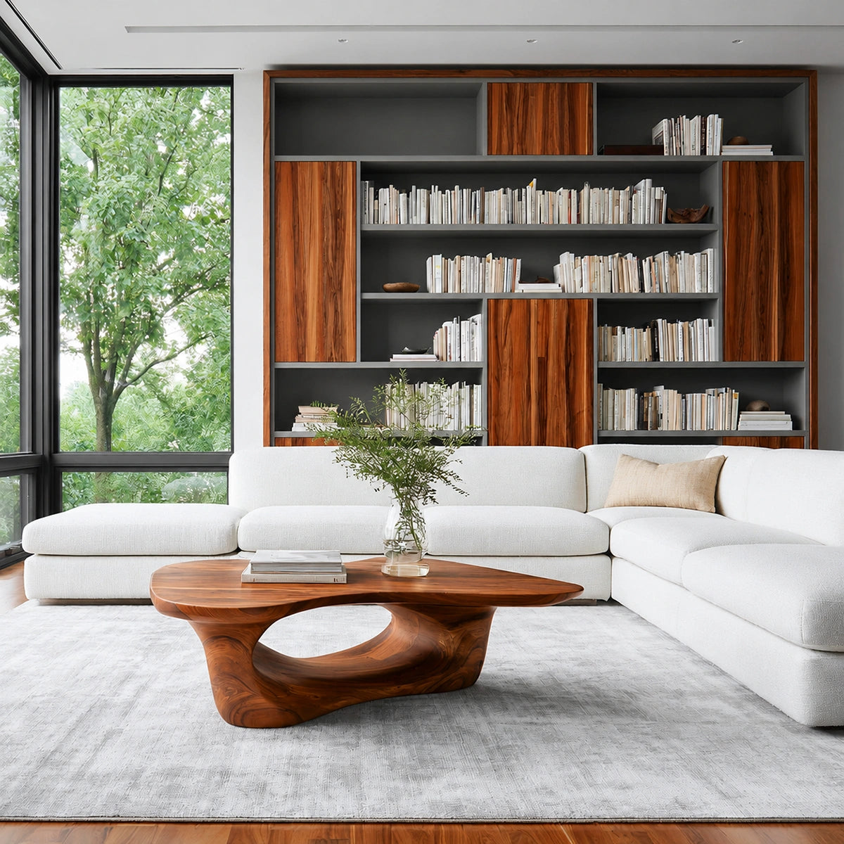 Natural Solid Wood Coffee Table – Sculptural Modern Style - Livewoodcraft - 4800 - 2