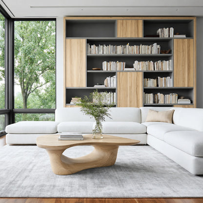 Natural Solid Wood Coffee Table – Sculptural Modern Style - Livewoodcraft - 4800 - 3