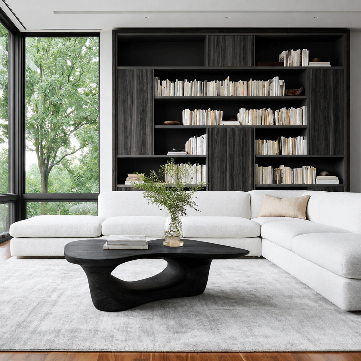 Natural Solid Wood Coffee Table – Sculptural Modern Style - Livewoodcraft - 4800 - 4