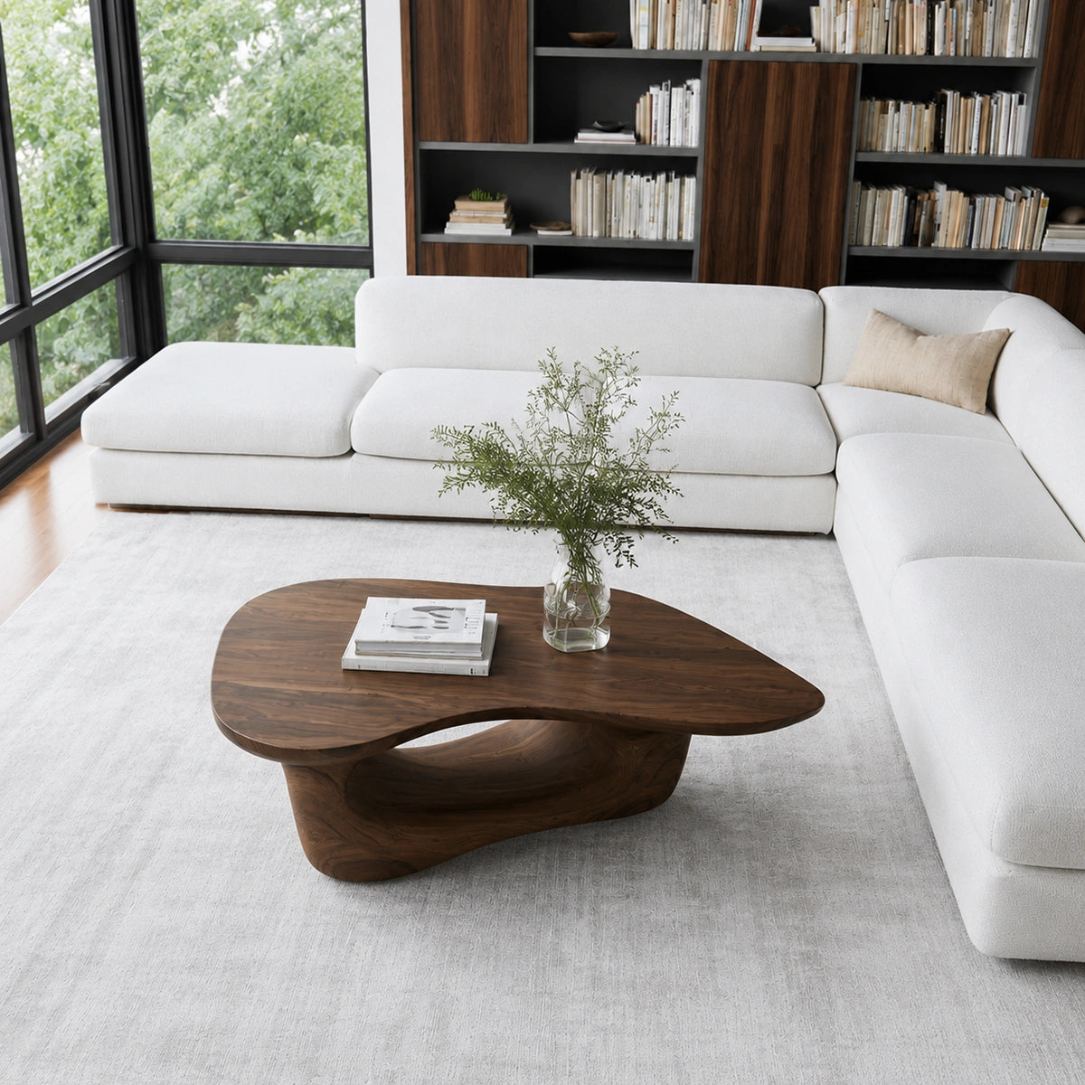 Natural Solid Wood Coffee Table – Sculptural Modern Style - Livewoodcraft - 4800 - 6