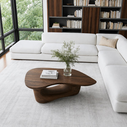 Natural Solid Wood Coffee Table – Sculptural Modern Style - Livewoodcraft - 4800 - 6