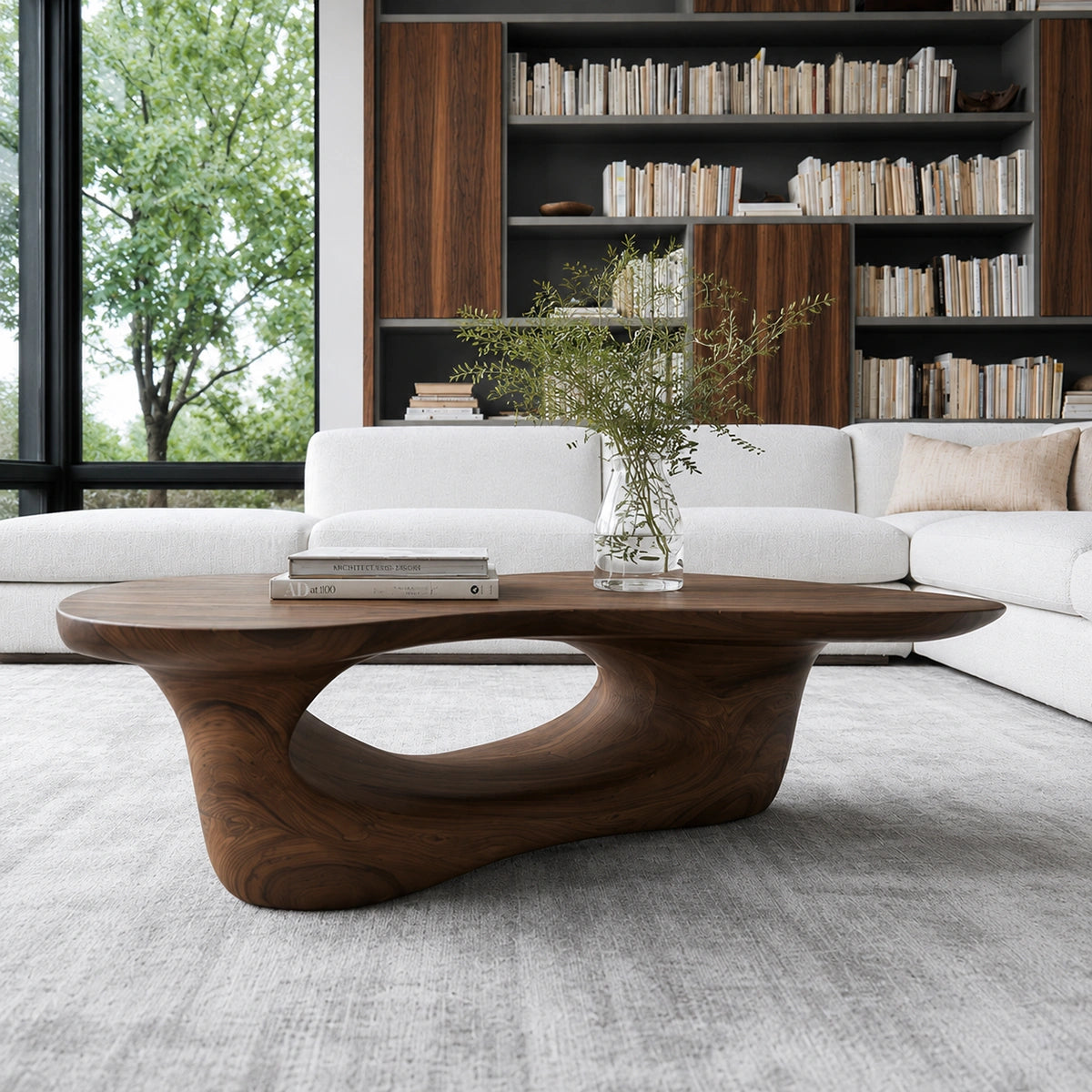 Natural Solid Wood Coffee Table – Sculptural Modern Style - Livewoodcraft - 4800 - 8