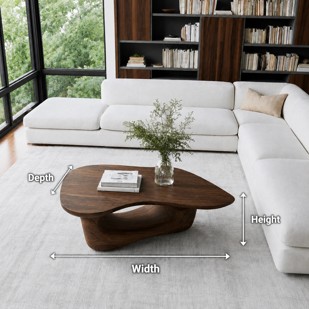 Natural Solid Wood Coffee Table – Sculptural Modern Style - Livewoodcraft - 4800 - 9
