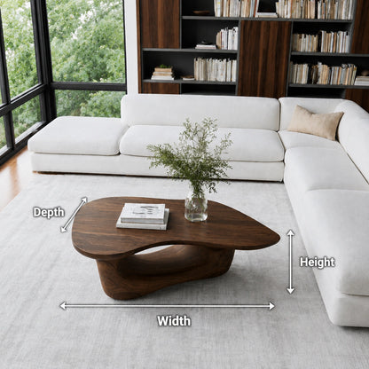 Natural Solid Wood Coffee Table – Sculptural Modern Style - Livewoodcraft - 4800 - 9