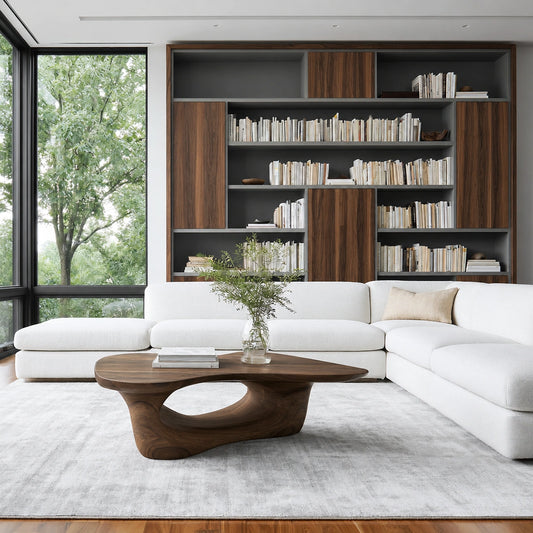 Natural Solid Wood Coffee Table – Sculptural Modern Style - Livewoodcraft - 4800