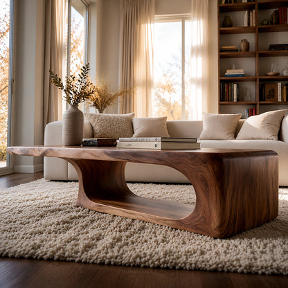 Natural Solid Wood Coffee Table – Sculptural Modern Style - Livewoodcraft - 8
