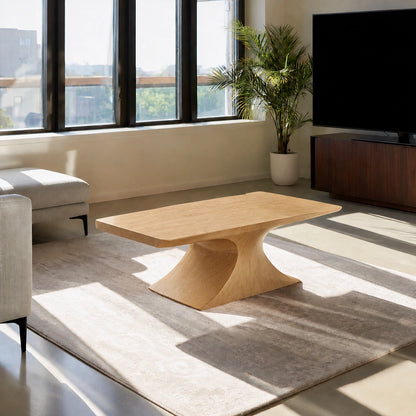 Natural Solid Wood Coffee Table – Sculptural Pedestal Modern Style - Livewoodcraft - 3