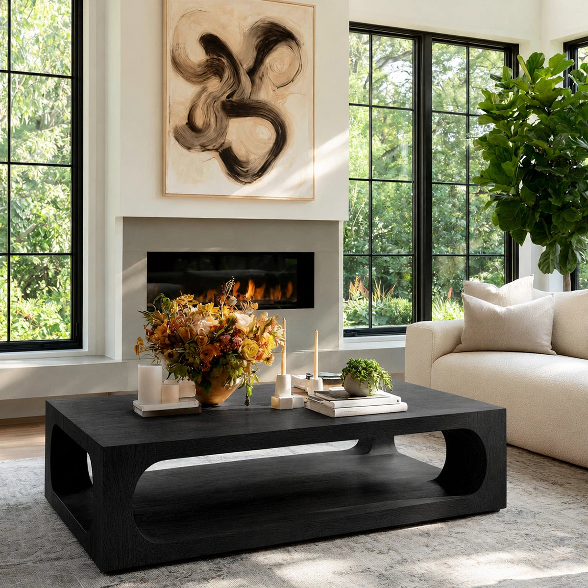 Natural Solid Wood Coffee Table with Open Shelf – Modern Style - Livewoodcraft - 4